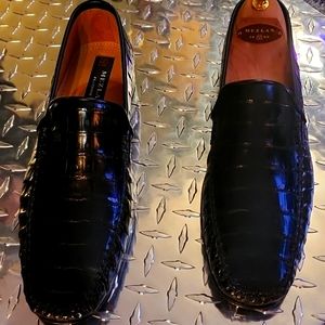 Mezaln Riley Alligator Slip On Men's Shoe's (NEW) BLACK.